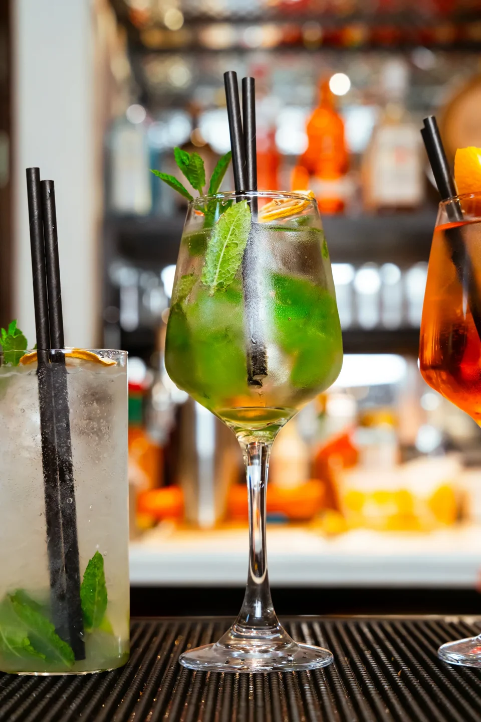A green cocktail with mint at Mate’s Restaurant